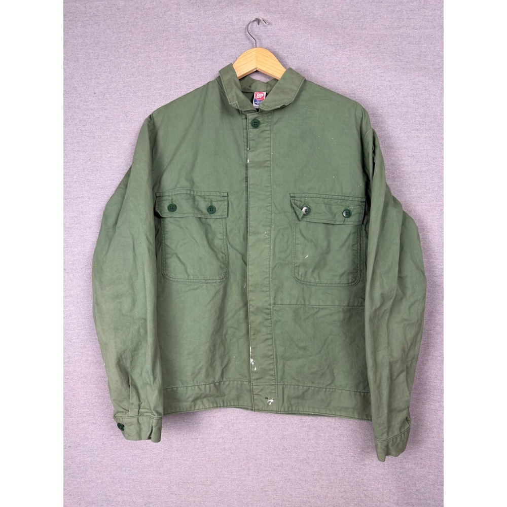 Vintage BP Berufs Kleidungs Profis Olive Green Workwear Chore Jacket Mens 54